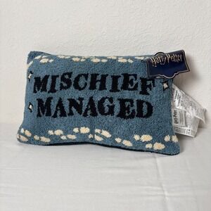 Harry Potter Mischief Managed Lumbar Pillow Plush Teal Paw Prints New With Tags